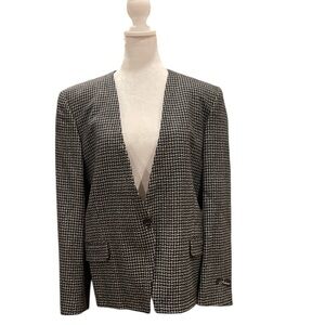 Ambiance Vintage Pure Wool Tweed Blazer Size 14 (fits modern L / 10–12)